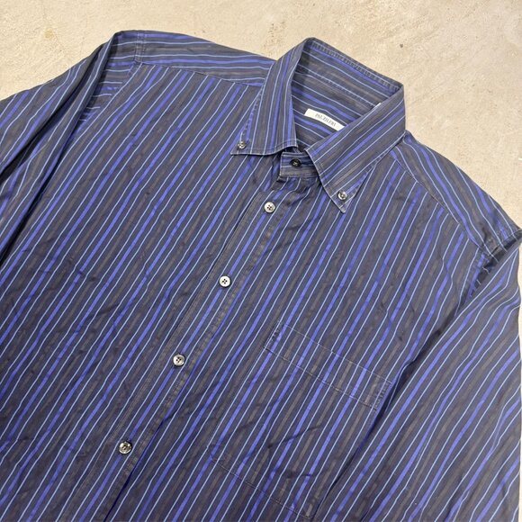 Pal Zileri Dress Shirt Button Down Striped Cotton Long Sleeve Blue 16.5 Large - Picture 2 of 10